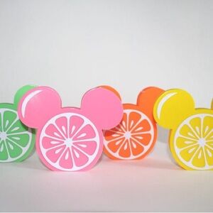 Disney Citrus Mickey Ear Table Decorations With Matching Straws